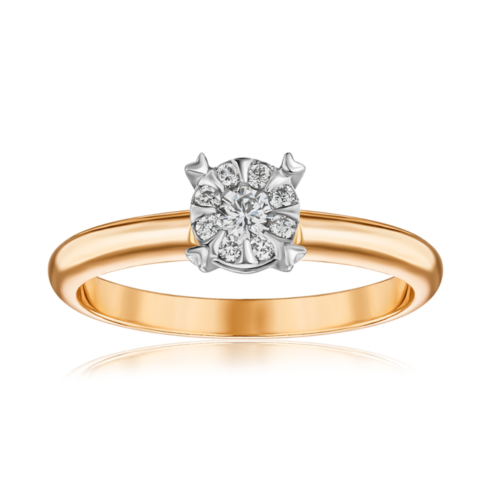 Кольцо в комбинированном золоте с бриллиантами 52203/14/1/9219