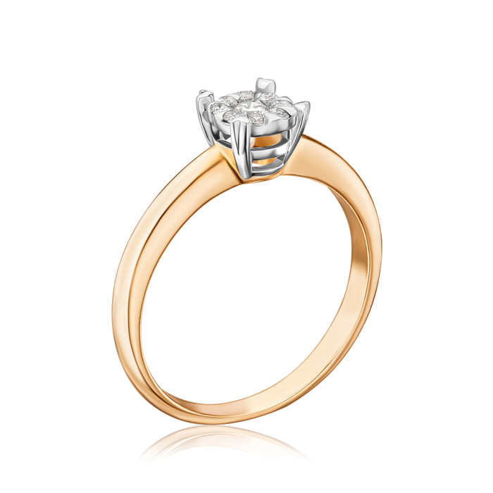 Кольцо в комбинированном золоте с бриллиантами 52203/14/1/9219