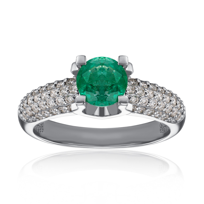 Золота каблучка зі смарагдом і діамантами. Артикул 52234/1б см