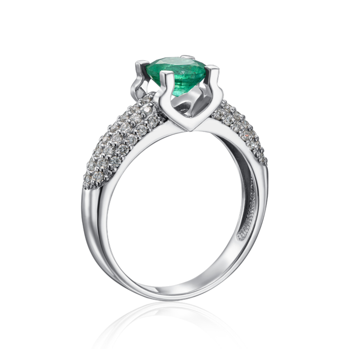 Золота каблучка зі смарагдом і діамантами. Артикул 52234/1б см