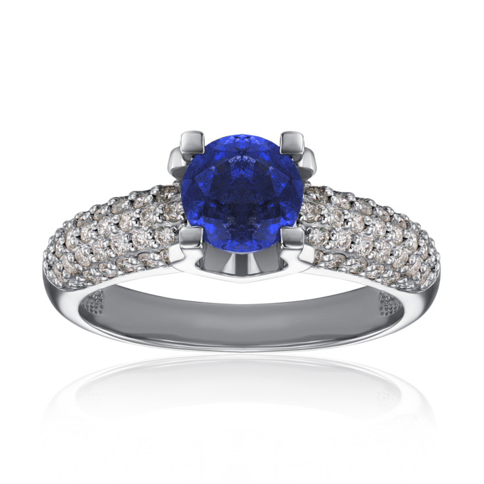 Золота каблучка з сапфіром і діамантами. Артикул 52234/1б сап