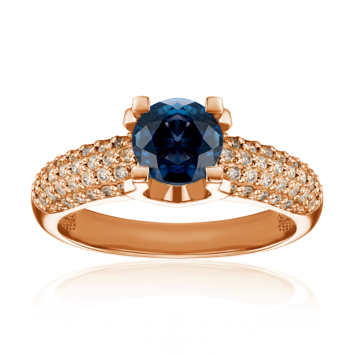 Золотое кольцо с сапфиром и бриллиантами. Артикул 52234/01/1/8082