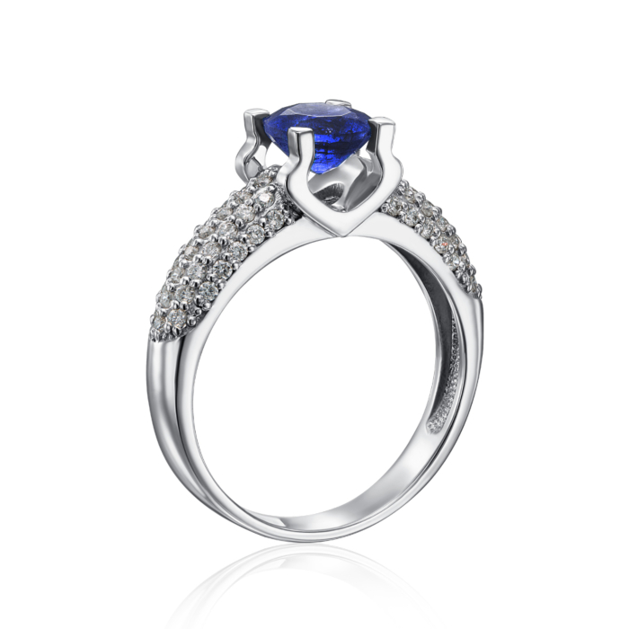 Золота каблучка з сапфіром і діамантами. Артикул 52234/1б сап