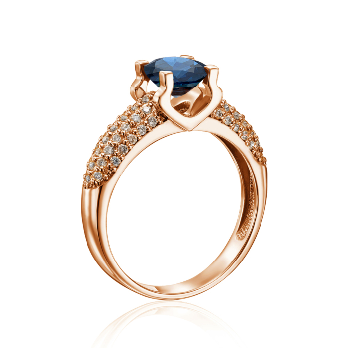 Золотое кольцо с сапфиром и бриллиантами. Артикул 52234/01/1/8082