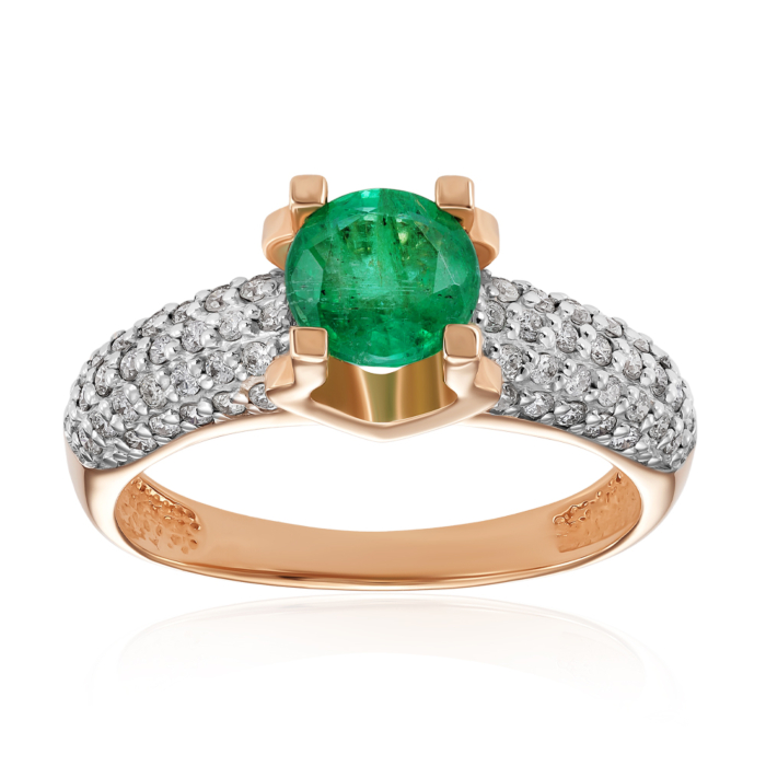 Золота каблучка зі смарагдом і діамантами. Артикул 52234/01/1/8165