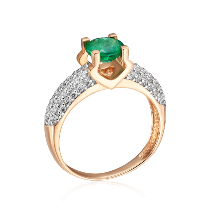 Золота каблучка зі смарагдом і діамантами. Артикул 52234/01/1/8165