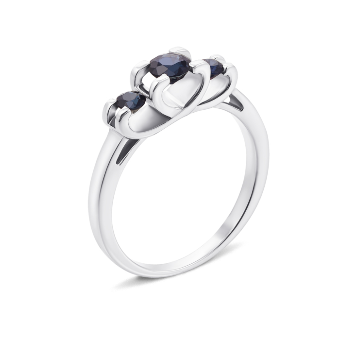 Золота каблучка з сапфірами. Артикул 52253-1/02/1/8269