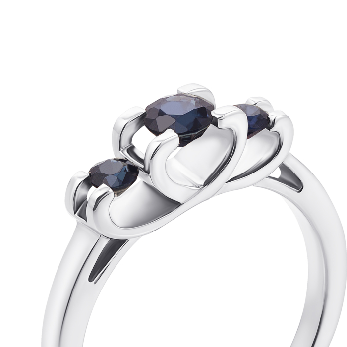 Золота каблучка з сапфірами. Артикул 52253-1/02/1/8269