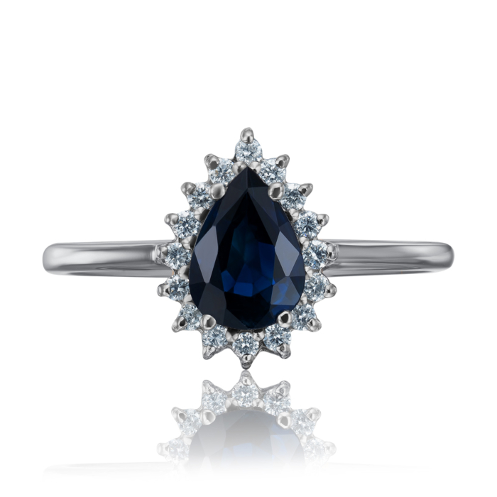 Золотое кольцо с сапфиром и бриллиантами. Артикул 52285/1.25б сап