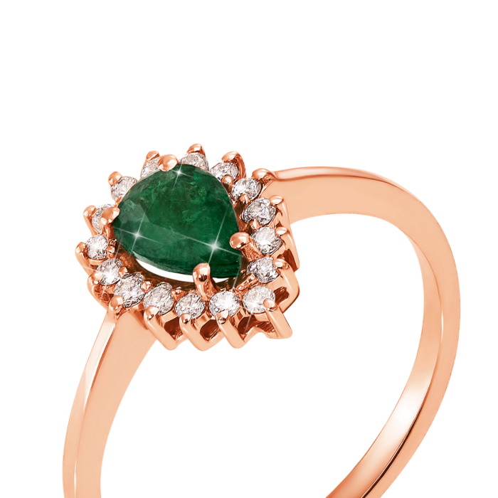 Золотое кольцо с изумрудом и бриллиантами. Артикул 52285/1.25см