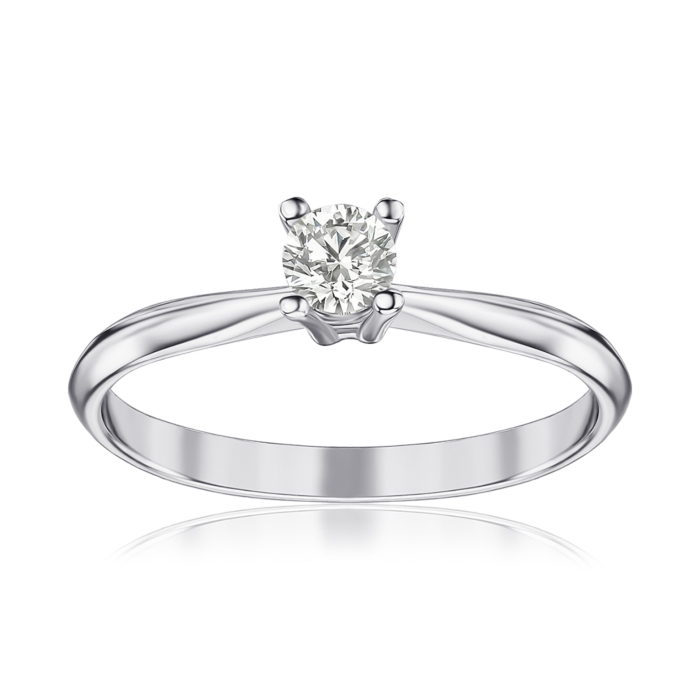 Кольцо в белом золоте с бриллиантом 52415/02/1/10122