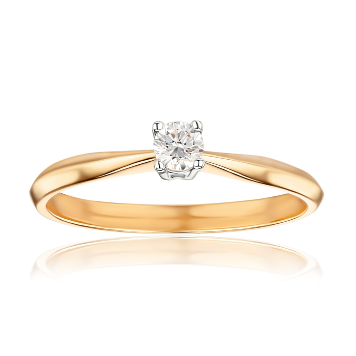 Золотое кольцо с бриллиантом. Артикул 52415/14/1/9024