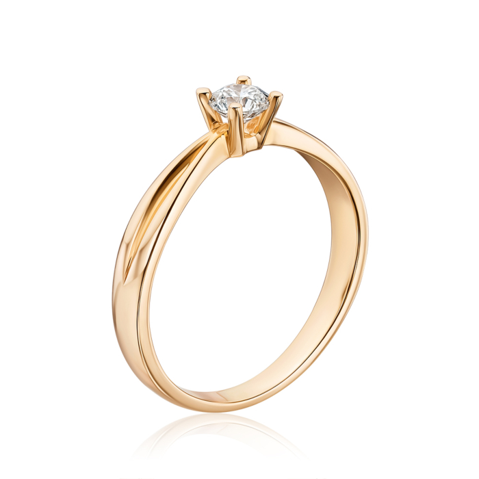 Золотое кольцо с бриллиантом. Артикул 52435/01/0/10122