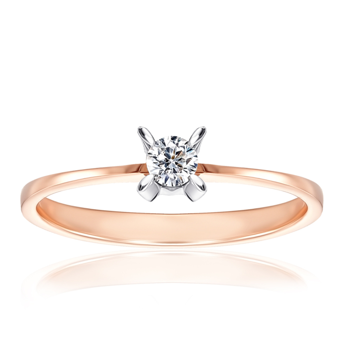 Золота каблучка з діамантом. Артикул 52436/14/1/9024