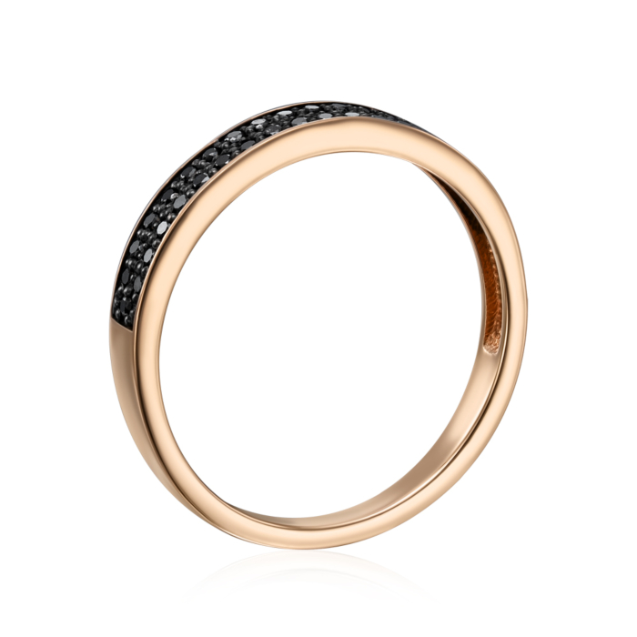 Золота каблучка з чорними діамантами. Артикул 52457/01/1/8043