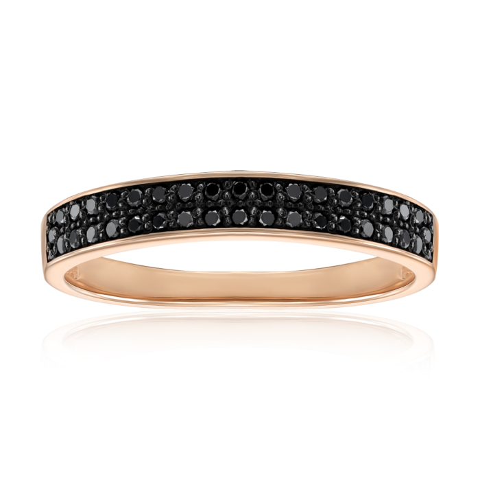 Золота каблучка з чорними діамантами. Артикул 52457/01/1/8043