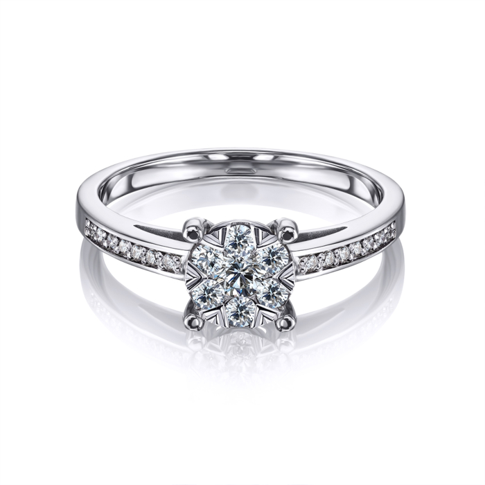 Золота каблучка з діамантами. Артикул 52473/3б