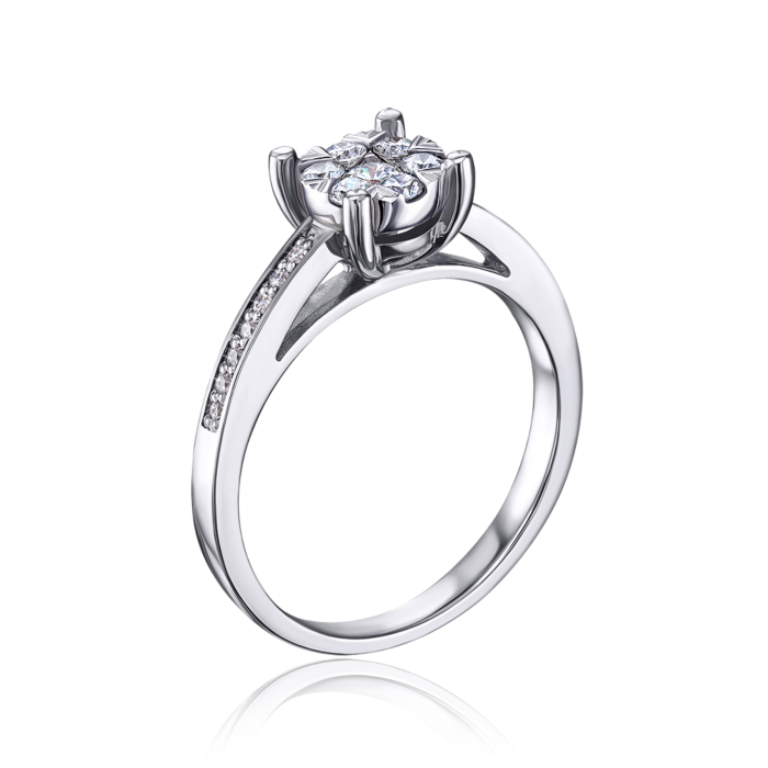 Золота каблучка з діамантами. Артикул 52473/3б