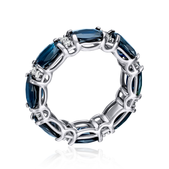 Золотое кольцо с сапфирами и бриллиантами. Артикул 52501/02/1/8503