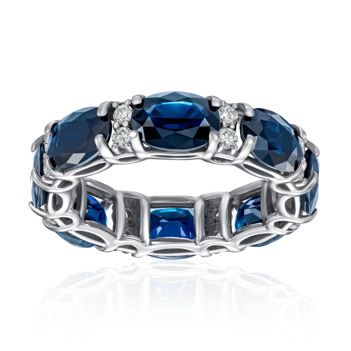 Золотое кольцо с сапфирами и бриллиантами. Артикул 52501/02/1/8503