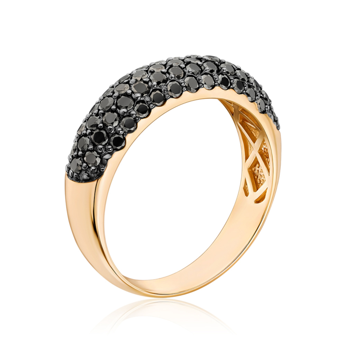 Золотое кольцо с черными бриллиантами 52521/01/1/11762