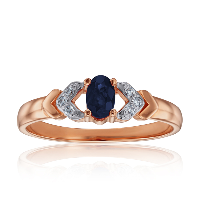 Золота каблучка з діамантами і сапфіром. Артикул 52608/1сап