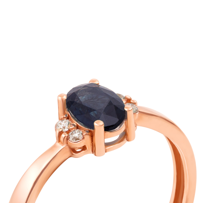 Золотое кольцо с сапфиром и бриллиантами. Артикул 52628/1.5сап