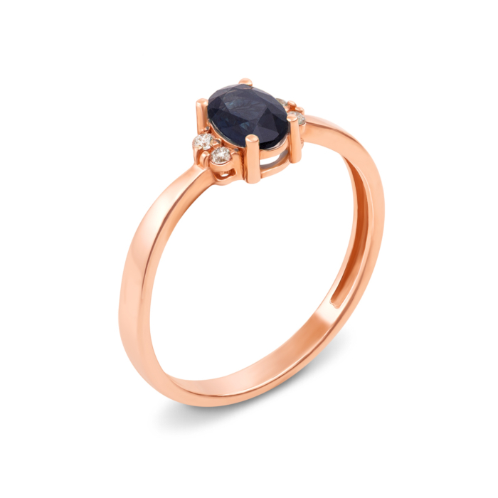 Золотое кольцо с сапфиром и бриллиантами. Артикул 52628/1.5сап