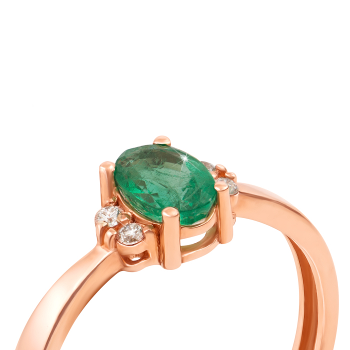 Золотое кольцо с изумрудом и бриллиантами. Артикул 52628/1.5см
