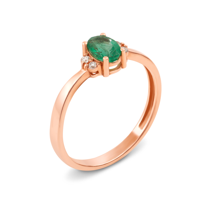 Золотое кольцо с изумрудом и бриллиантами. Артикул 52628/1.5см