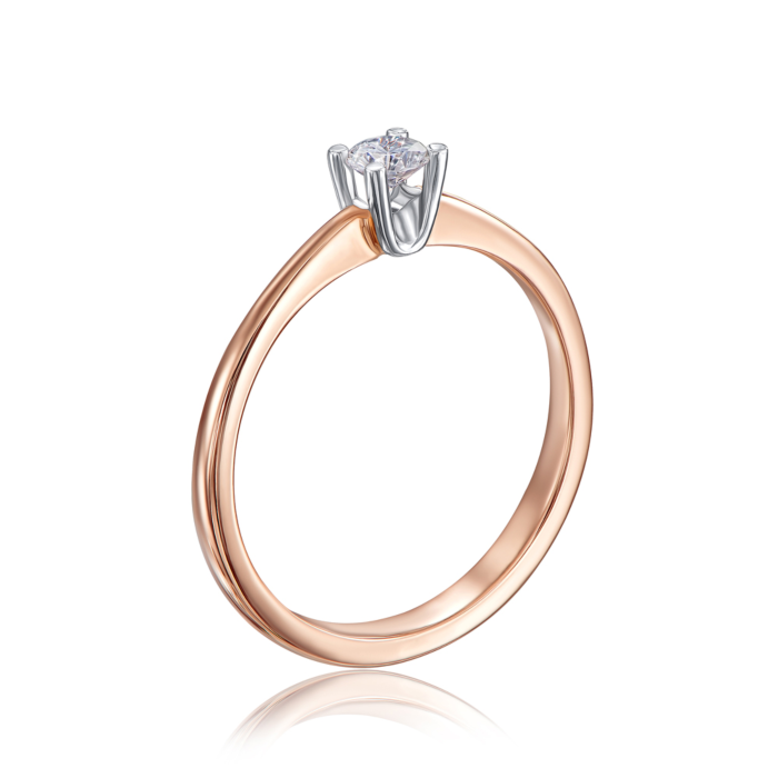 Золотое кольцо с бриллиантом. Артикул 52412-1/14/1/8003