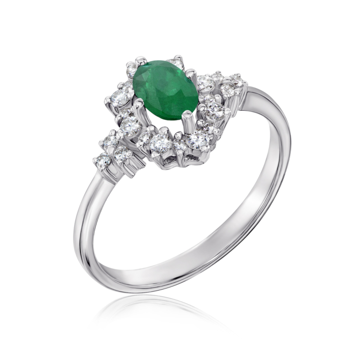 Золотое кольцо с изумрудом и бриллиантами. Артикул 52632/1.5б см