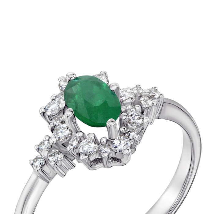 Золотое кольцо с изумрудом и бриллиантами. Артикул 52632/1.5б см