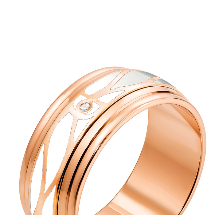 Обручальное кольцо с эмалью и бриллиантом. Артикул 52642/1.25 б