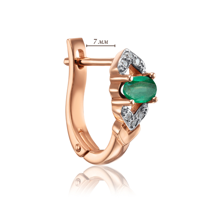 Золоті сережки зі смарагдом та діамантами. Артикул 52702/01/1/9601