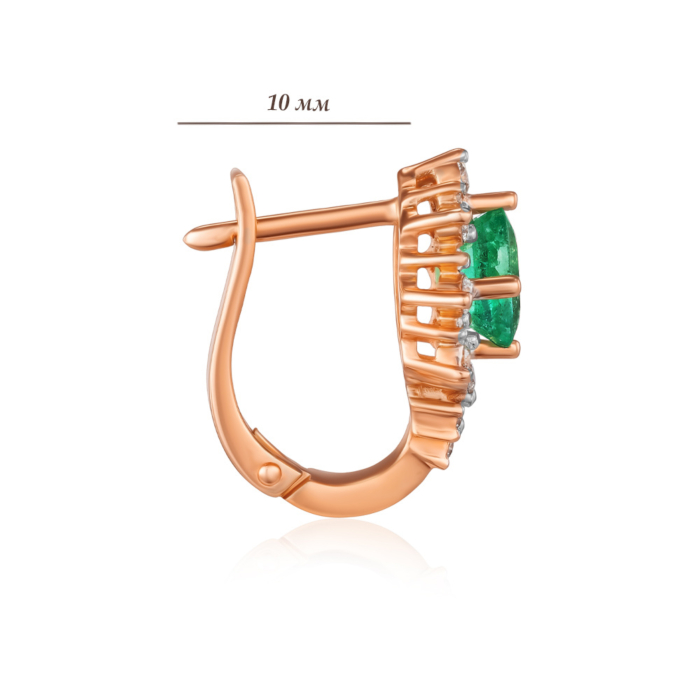 Золотые серьги с изумрудом и бриллиантами. Артикул 52706/01/1/8137