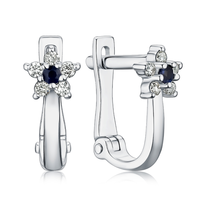 Золоті сережки з сапфіром та діамантами 52769/02/1/10325