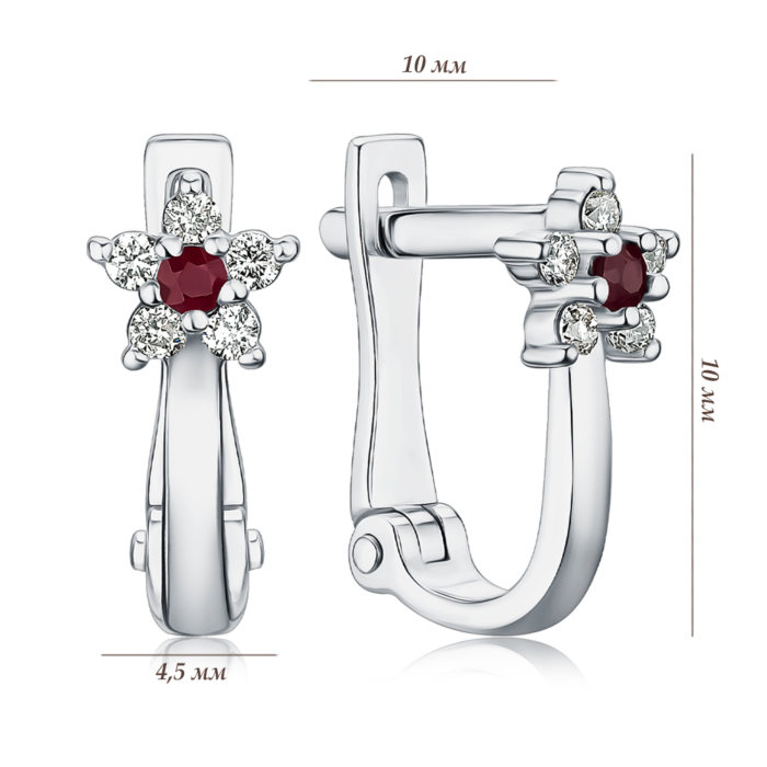 Золоті сережки з рубіном та діамантами 52769/02/1/11941