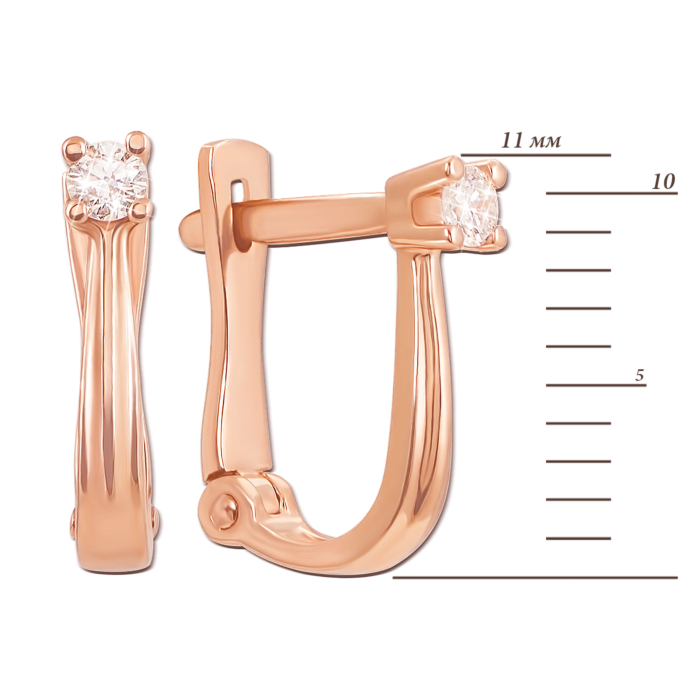 Золоті сережки з діамантами. Артикул 52779/2