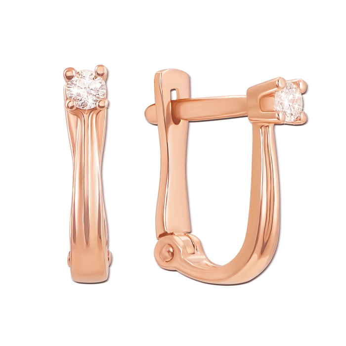 Золоті сережки з діамантами. Артикул 52779/2