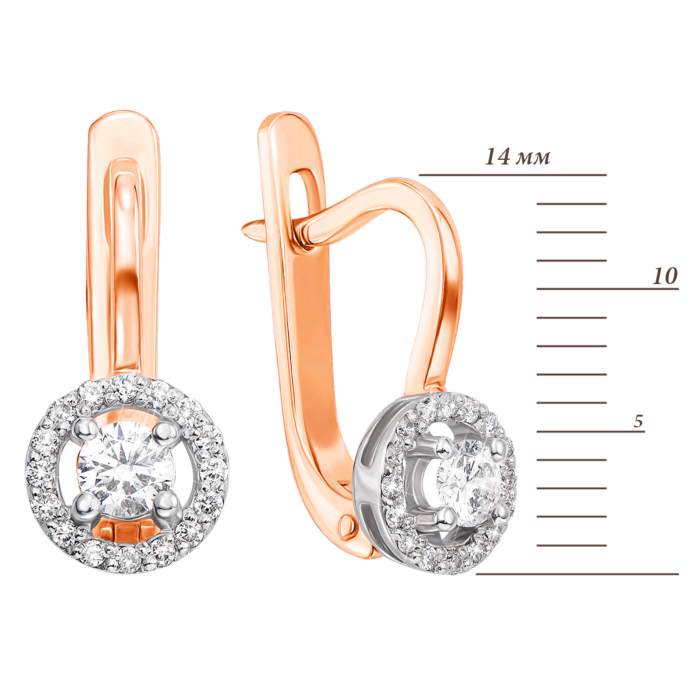 Золоті сережки з діамантами. Артикул 52807/3