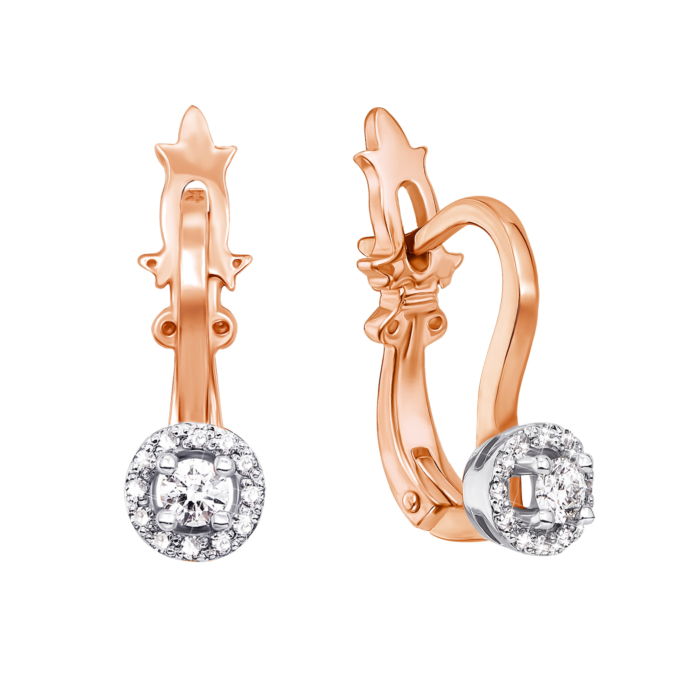 Золоті сережки з діамантами. Артикул 52813/2.5