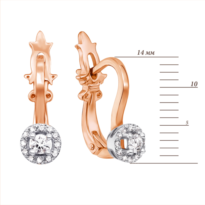 Золоті сережки з діамантами. Артикул 52813/2.5