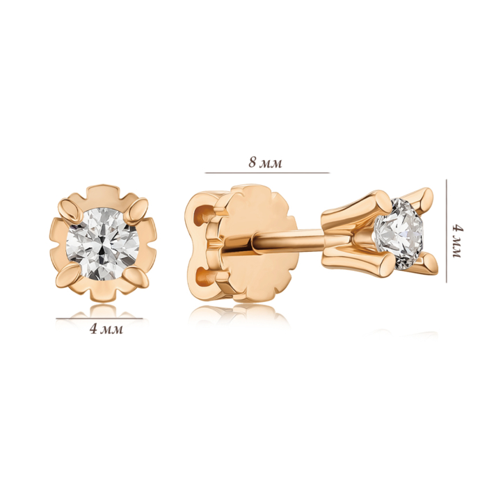Золоті сережки-пусети з діамантом 52826/01/0/9024
