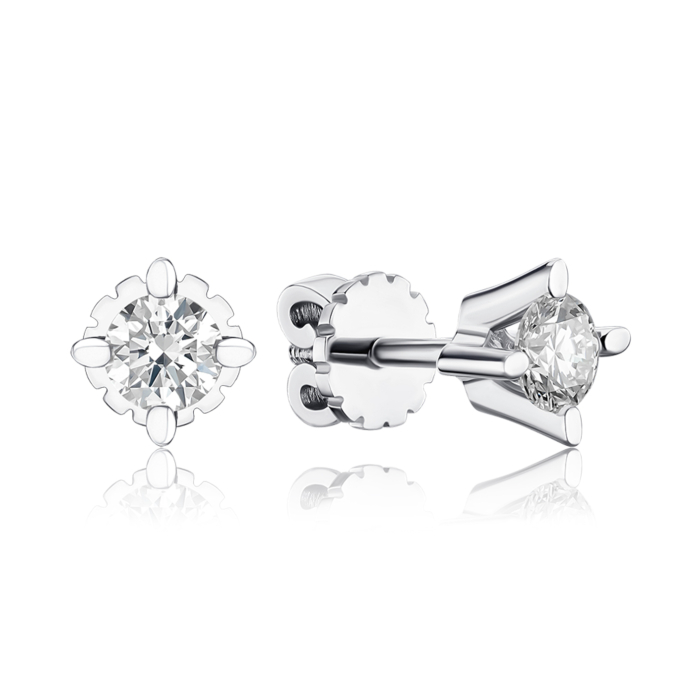 Золотые серьги-пуссеты с бриллиантом 52826/02/1/9220