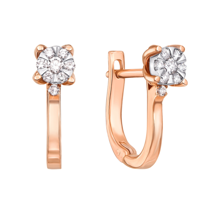 Золоті сережки з діамантами. Артикул 52835/2.5