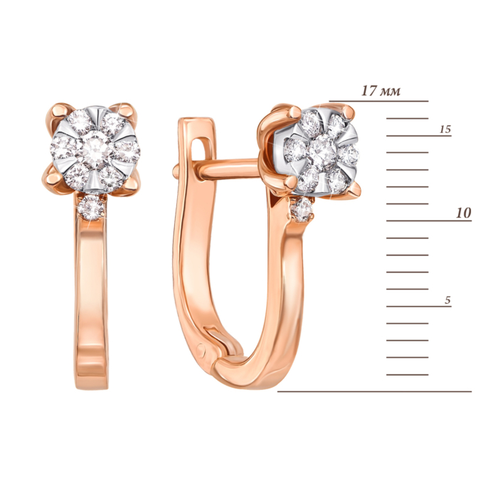 Золоті сережки з діамантами. Артикул 52835/2.5