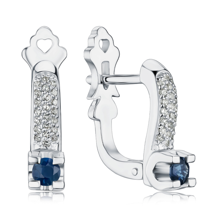 Золоті сережки з сапфіром та діамантами 52843/02/1/8062