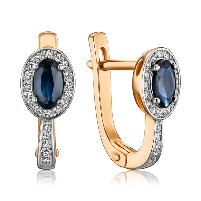 Золоті сережки з сапфіром та діамантами 52862/01/1/8051