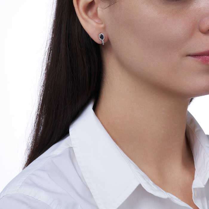 Золотые серьги с бриллиантами и сапфиром. Артикул 52862/02/1/8051